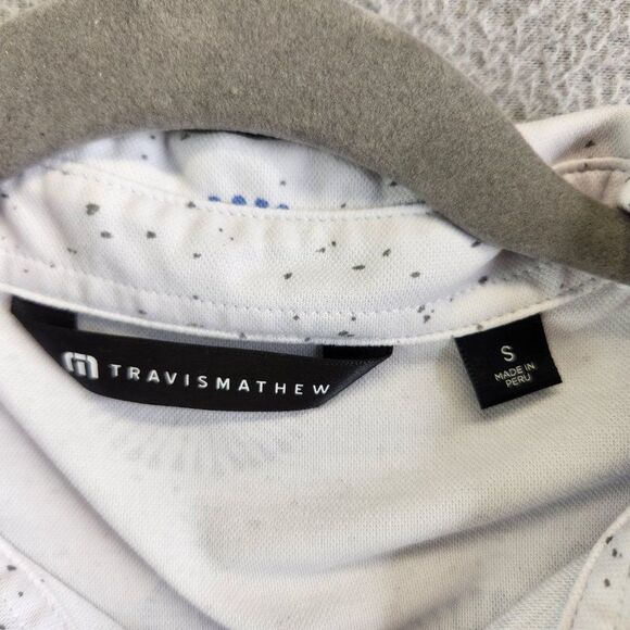 Travis Mathew Shirt Mens S White Caught Inside Polo Geometric Floral Bursts Nep - Picture 5 of 10
